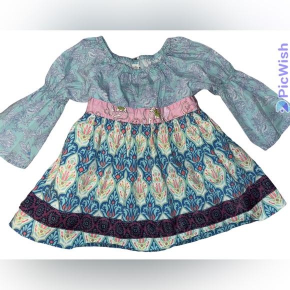 Matilda Jane Secret Fields Paisley Petals Pink Aqua Tunic Dress Girl’s s… - Picture 2 of 5